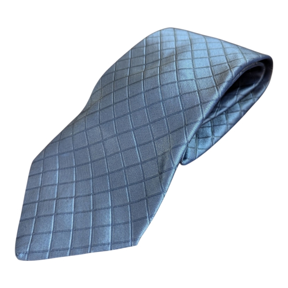Classic Blue Grid Pattern Tie